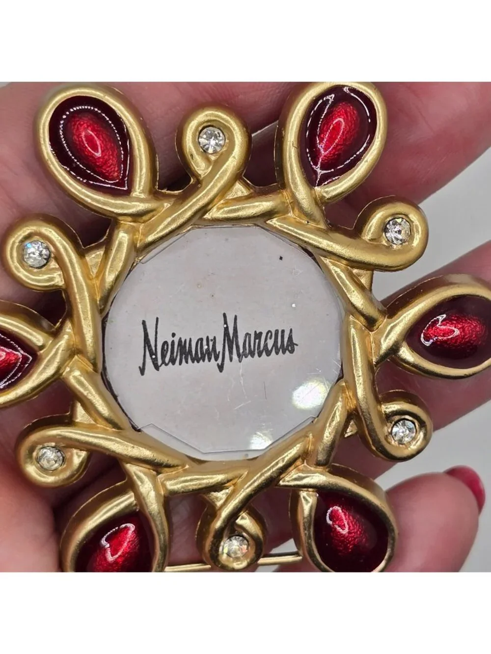 Miniature Picture Frame Neiman Marcus Signed Jay Strongwater Red Gold Enamel